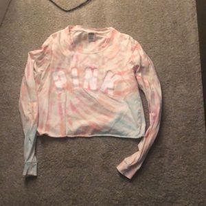 Pink crop top tie dye shirt